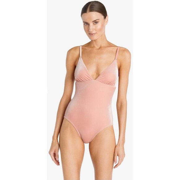 ROBIN PICCONE ONE PIECE SWIMSUIT WOMENS NUDE SIZE 8 VELVETY ROXY TRIANGLE NEW - Picture 1 of 11